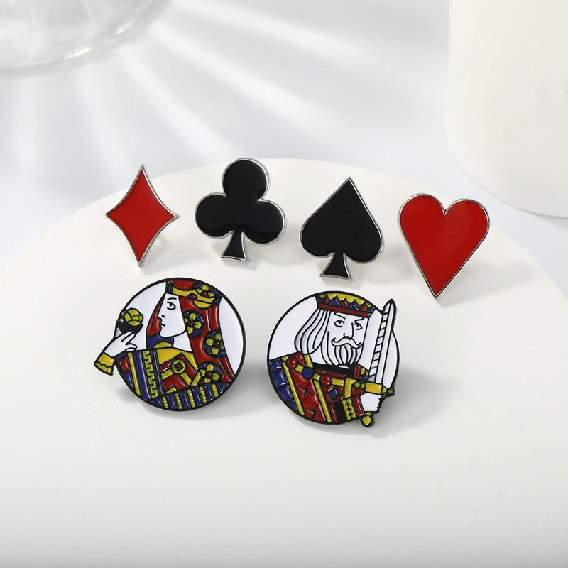 New Hearts Spades Enamel Badges Poker Characters Dripping Brooch