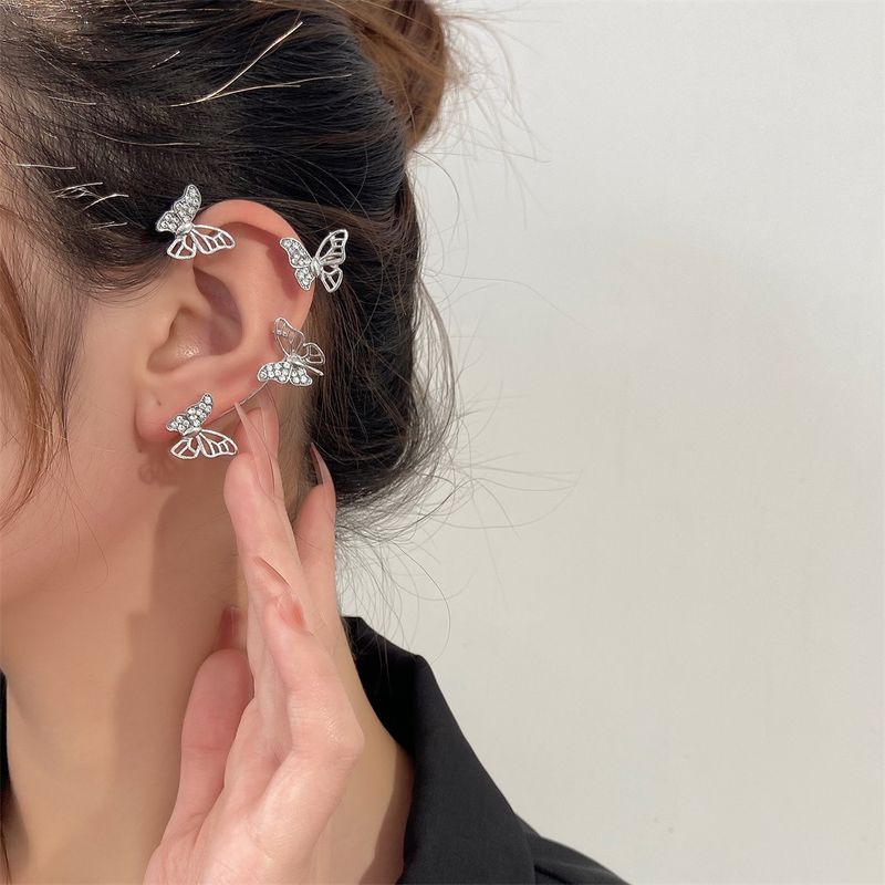 Clip D'os D'oreille De Papillon Clouté De Diamants À La Mode