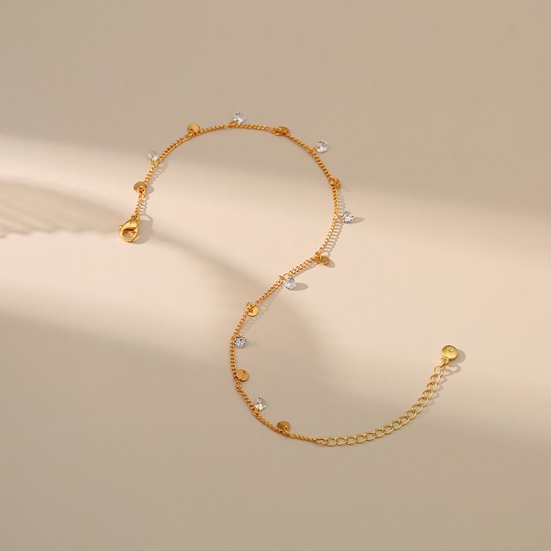 Bracelet De Cheville En Chaîne De Jambe Plaqué Or 18 Carats En Cuivre À Sequins Géométriques De Nouveau Style