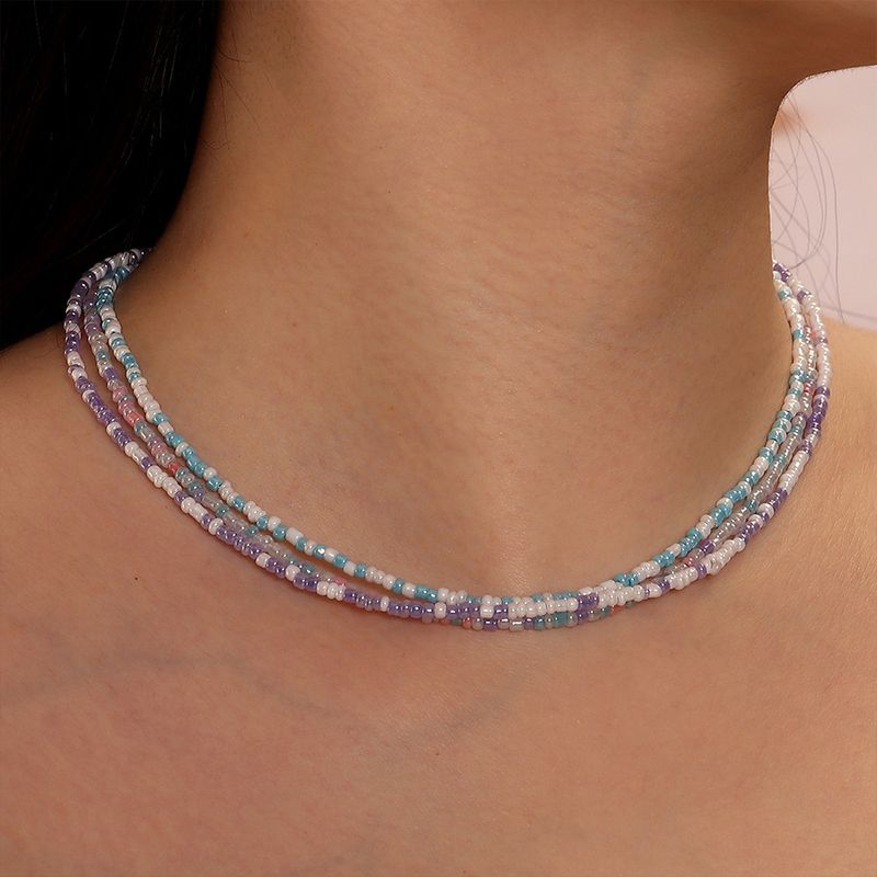 Collar De Perlas De Color De Contraste Geométrico De Moda Para Mujer