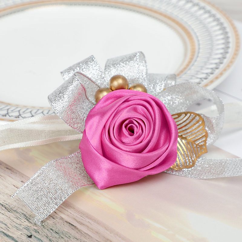 Fournitures De Mariage De Style Occidental Argent Rose Poignet Fleur Fournitures De Mariage En Gros