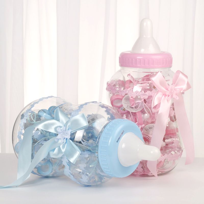 Milk Bottle Piggy Bank Creative Packaging Plastic Candy Box Baby Shower European Transparent Wedding Candy Box Customization