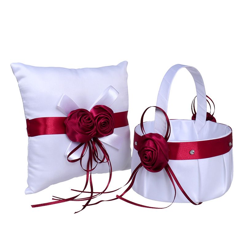 Western-style Wedding White Hand-held Flower Girl Flower Basket Wedding Supplies Set