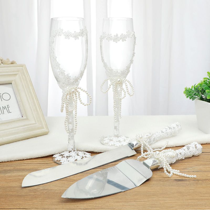 Gift Box Wedding Champagne Glass Wine Glass Birthday Cake Knife Fork Set