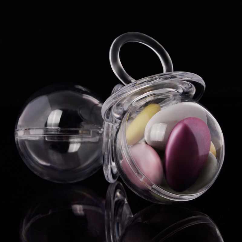 Food-grade Transparent Pacifier-shaped Candy Box Babyshower Full Moon Return Gift Plastic Wedding Candy Box Creative