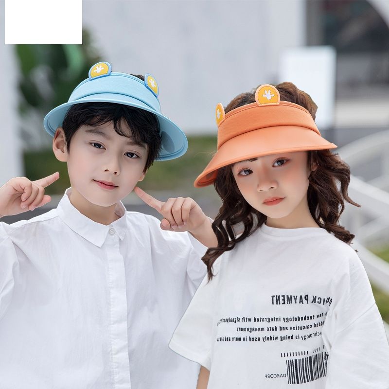 1023 الأطفال قبعة الحماية من الشمس الصيف مع آذان قبعة الشمس فتاة صبي طفل كبير حافة فارغة أعلى قبعة الشمس
