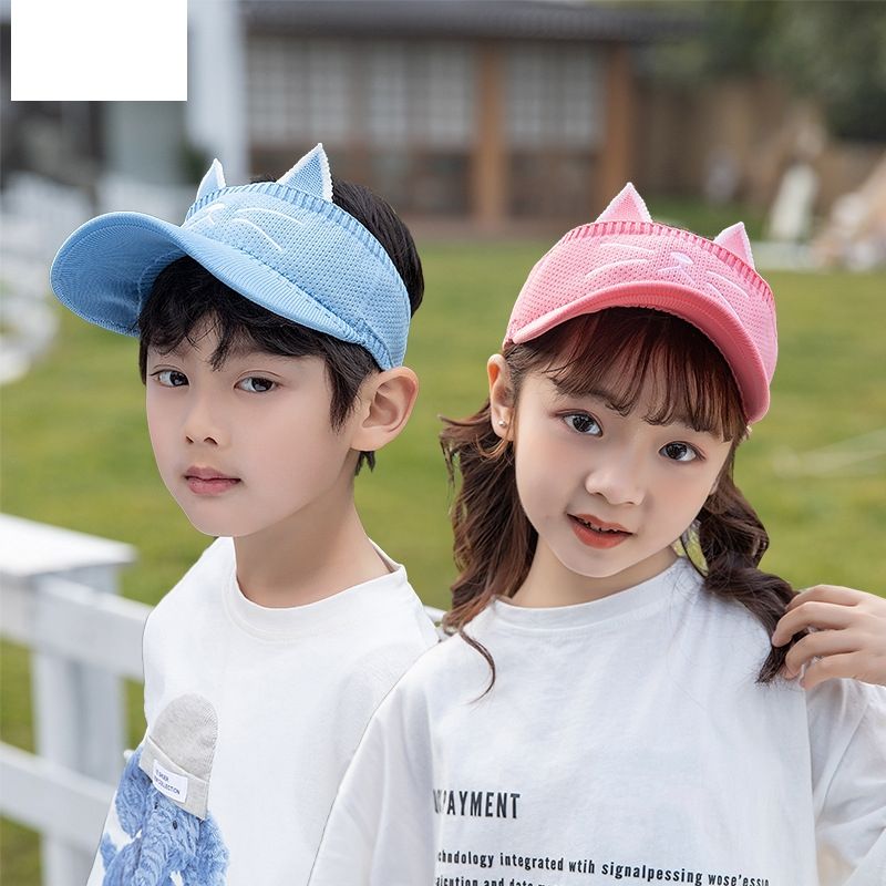Children&#39;s Baseball Cap Spring And Summer Boys And Girls Empty Top Hat Cat Embroidery Cartoon Hat Baby Sunscreen Hat 1030