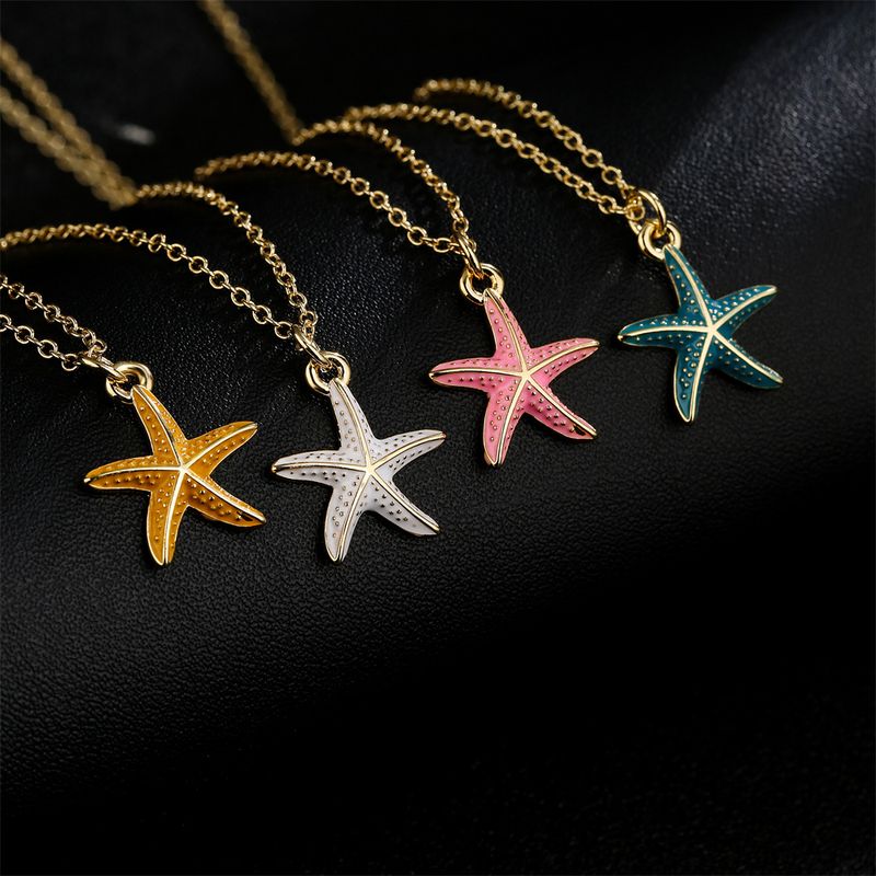 New Copper-plated 18k Gold Starfish Pendant Women's Necklace