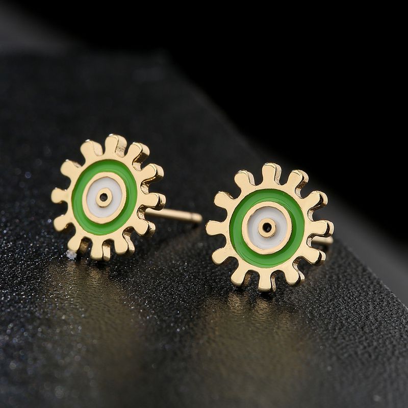 Cute Copper 18k Gold-plated Color Drop Oil Eye Geometric Shape Earrings