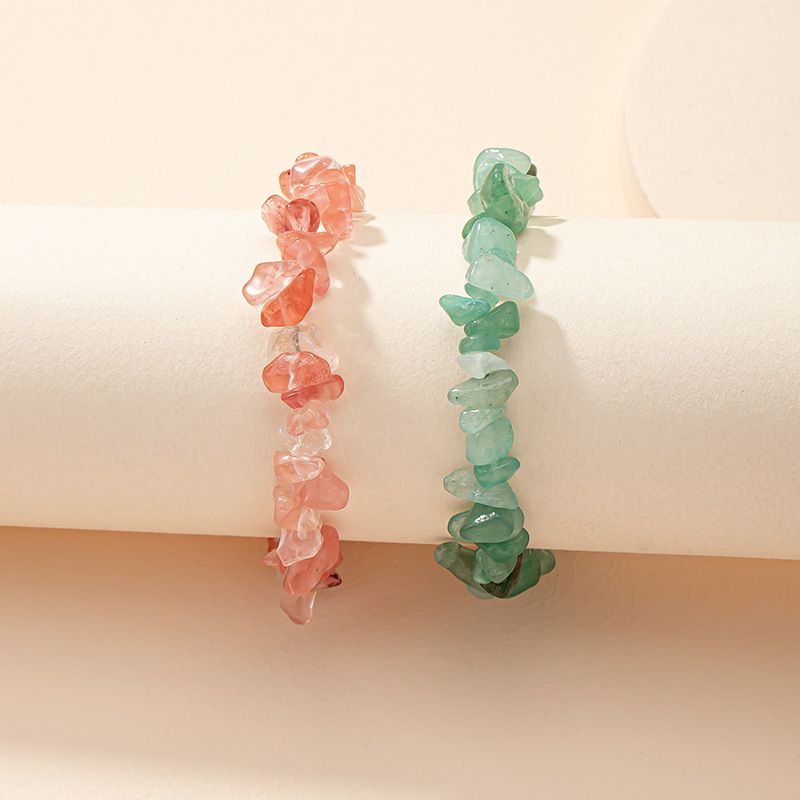 Art- Und Weisefarben-unregelmäßiger Stein-kristallkies-elastisches Armband-set