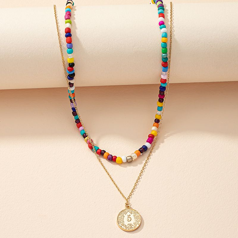 Fashion Color Bead Stacking Female Rainbow Beaded Necklace