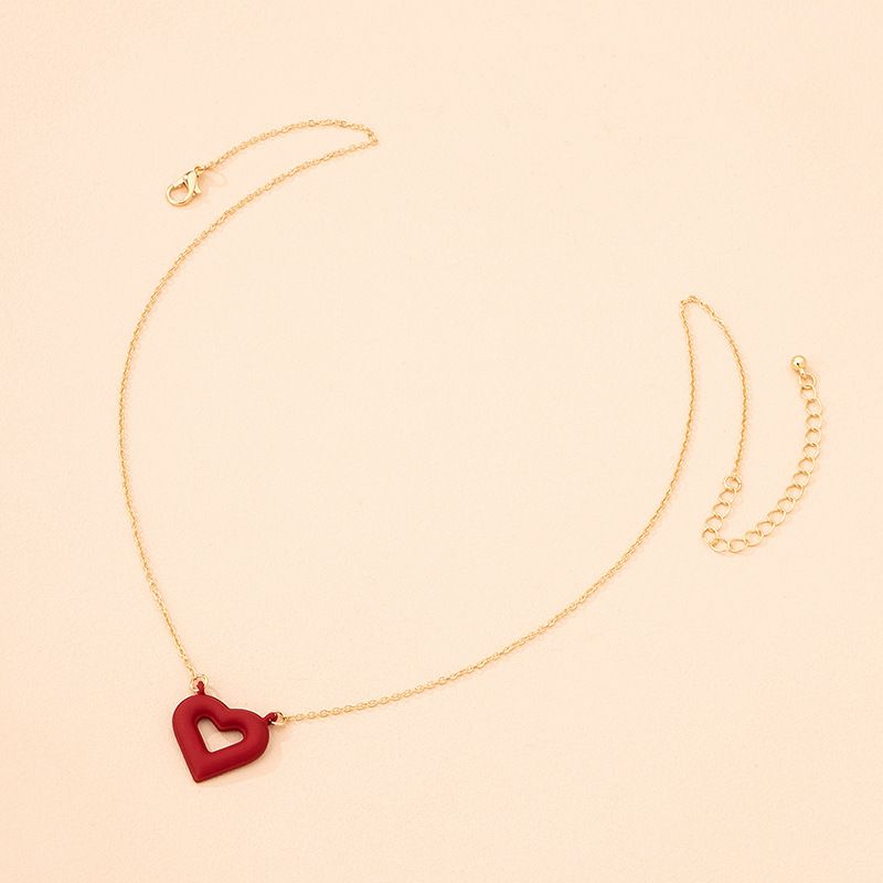 Multi-layer Cute Red Heart Stone Clavicle Women's Chain Wholesale
