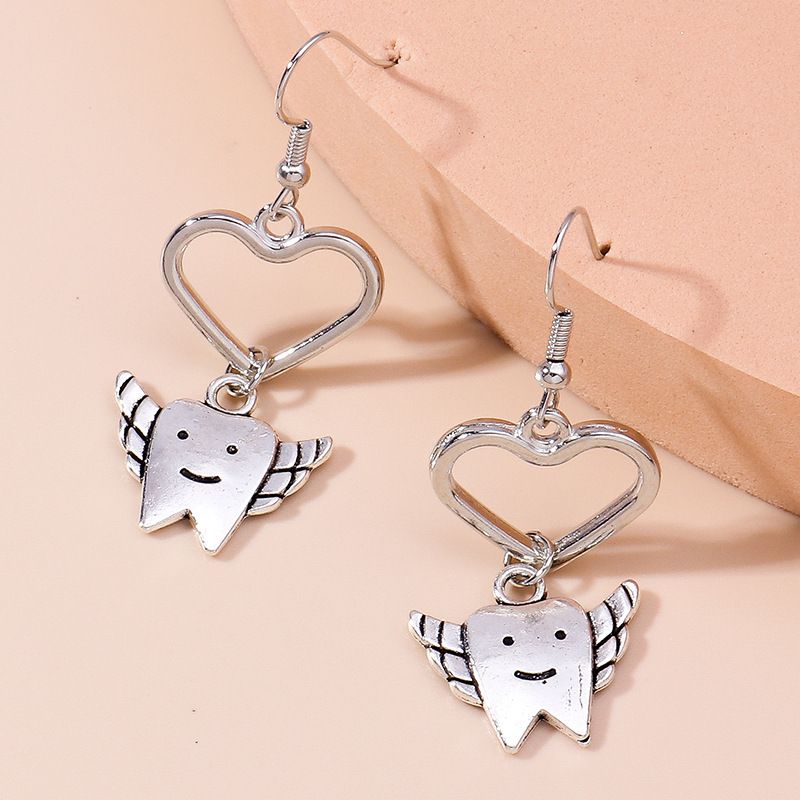 Fashion Jewelry Simple Heart-shaped Cartoon Teeth Earrings