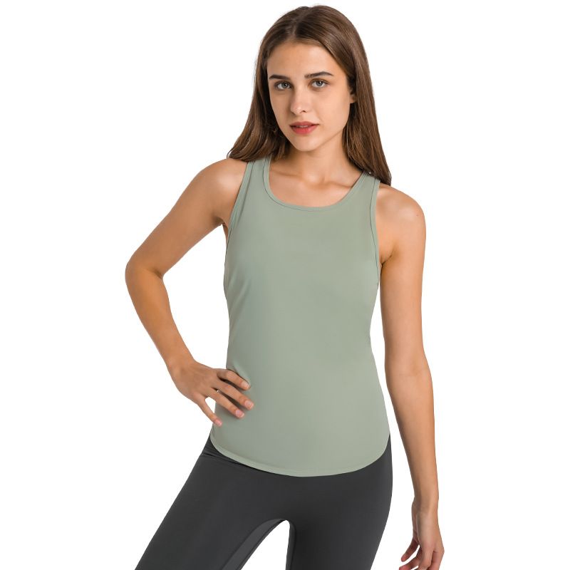 High-elastic Sleeveless Slit Hollow Solid Color Yoga Vest