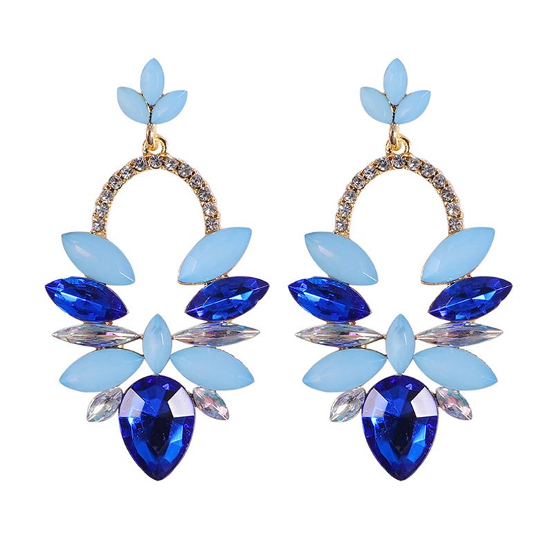 Retro Creative Alloy Candy Color Drop Diamond Earrings