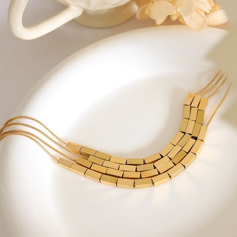 Mode Einfache Geometrische Quadratische Anhänger Titan Stahl Halskette