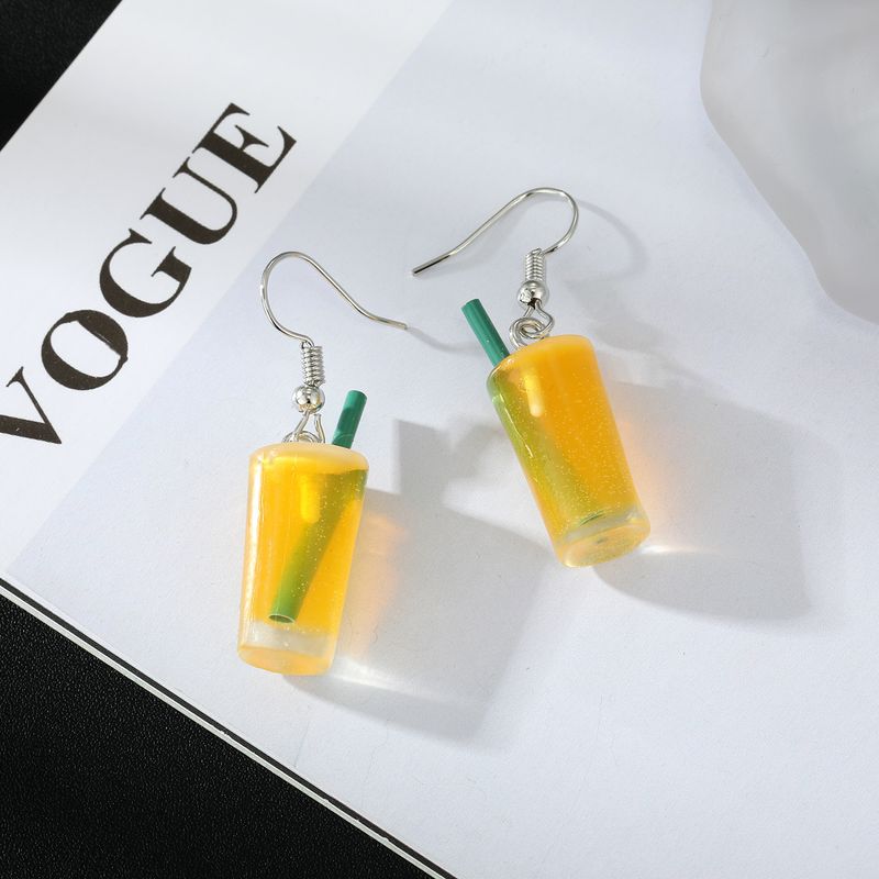 Fashion Jewelry New Drink Bottle Simple Yellow Cup Metal Earrings
