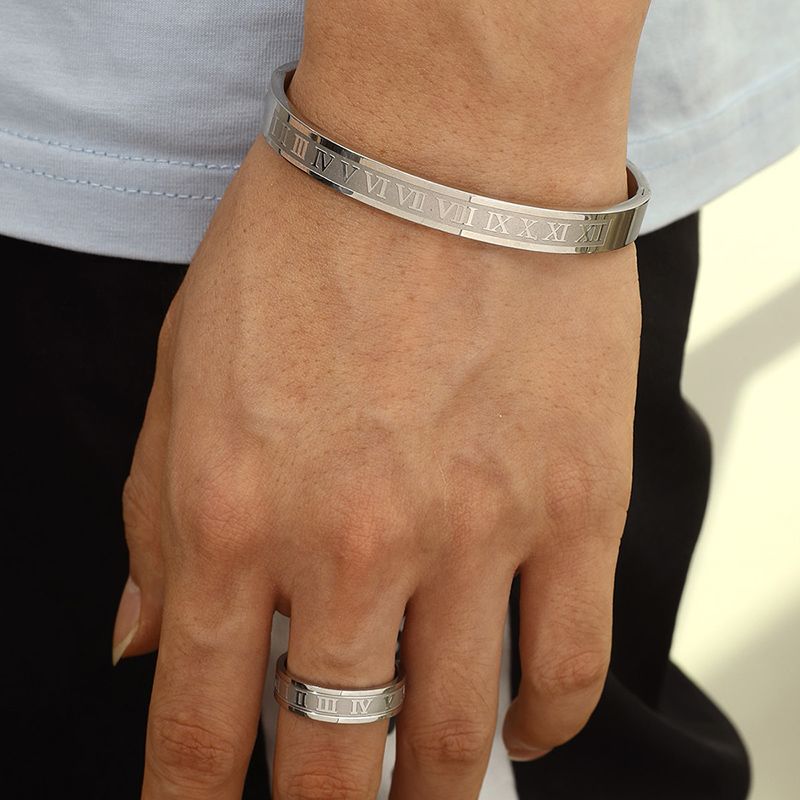 Modeschmuck Edelstahl Roman Digital Ring Armband