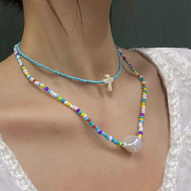 Fashion Alloy Color Bead Necklace Women's Double Layered