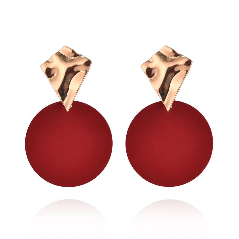 Fashion Geometric Metal Convex Color Matching Disc Earrings