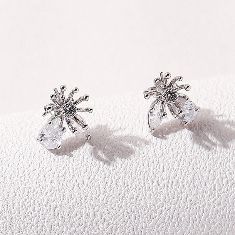 Nouveau Gros Zircon Créatif Diamant Larmes Boucles Oreilles En Cuivre