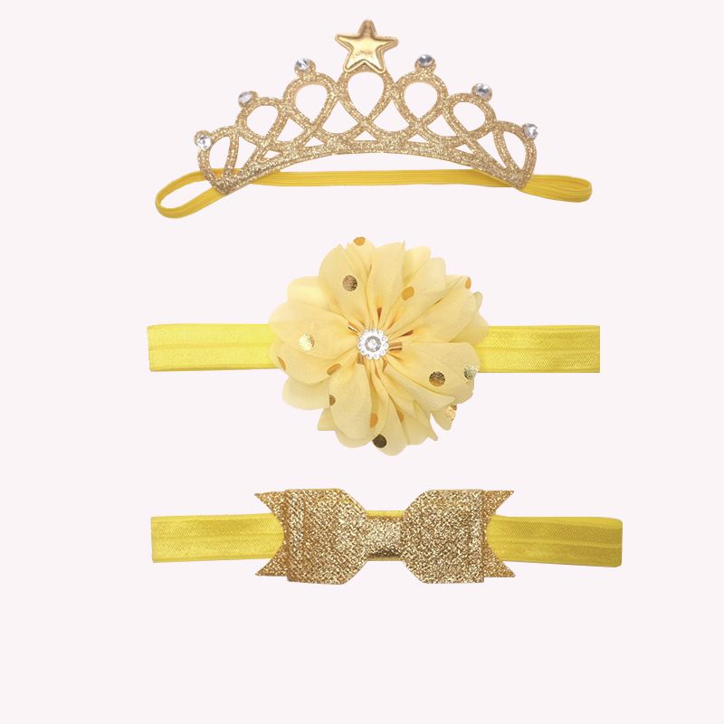 Yellow Crown Headband 3-piece Set