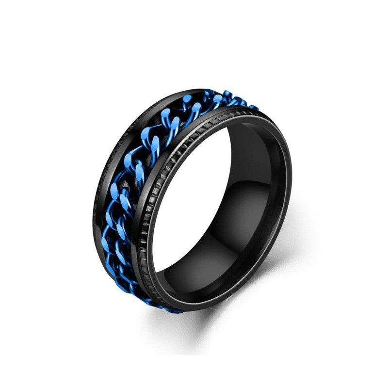 Simple Fashion Black Thin Rotatable Titanium Steel Ring