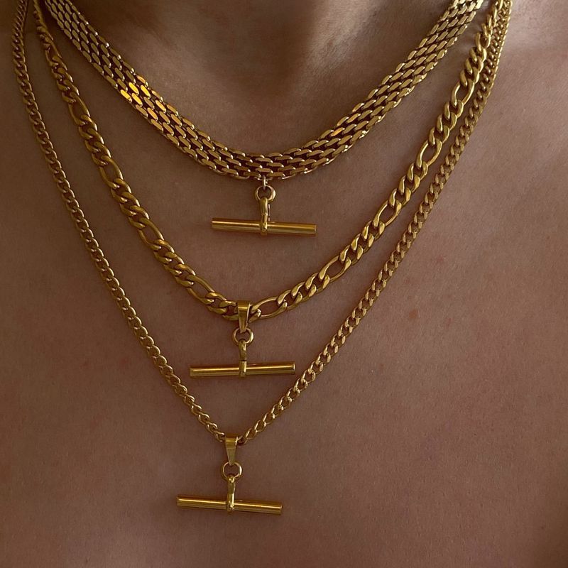 Fashion Simple T-shaped Geometric Pendant Copper Necklace