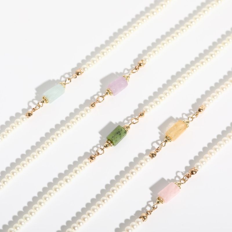 Mode Perle Natürliche Stein Anhänger Pullover Kette Halskette