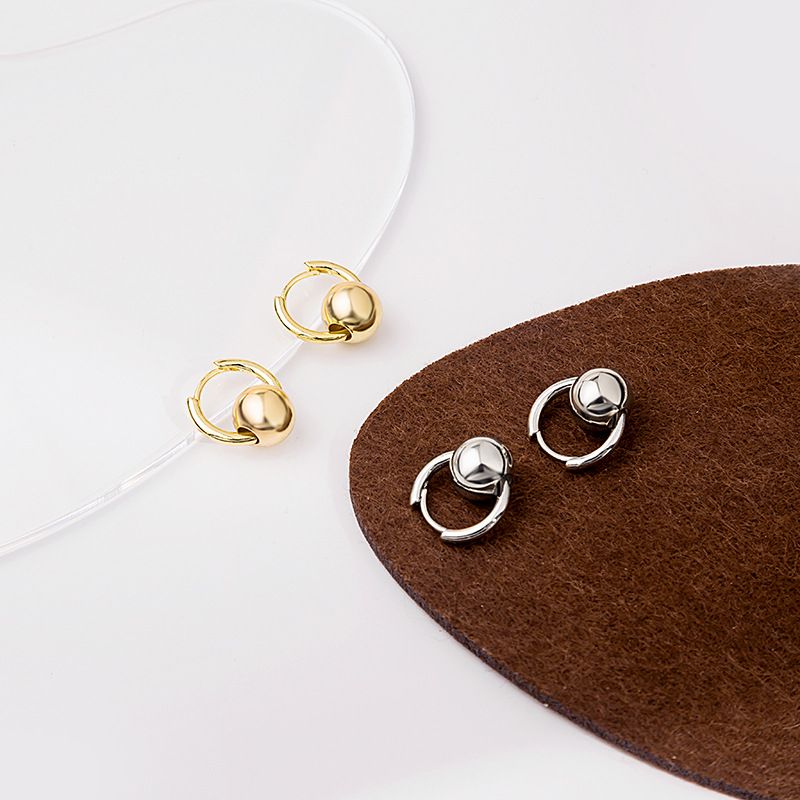 Fashion Simple Small Golden Balls Circle Copper Earrings