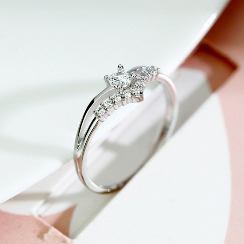 New Jewelry European And American Simple Zircon Diamond Women 's Engagement Bride Alloy Ring Rings Accessories
