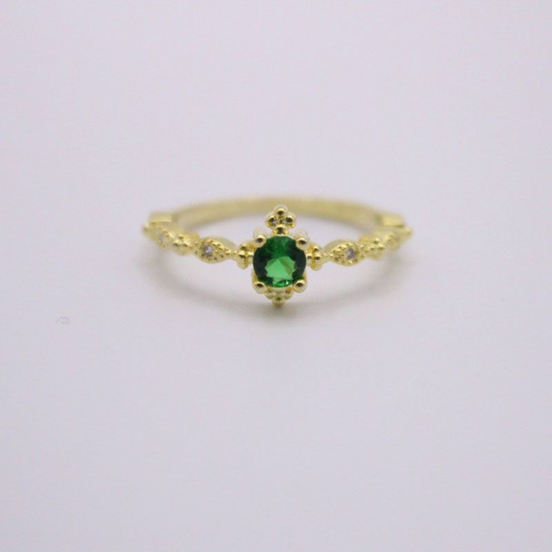 Ring  Ornament Popular Cute Woman 14k Gold Plated Green Diamond Ring Exquisite Ring Ornament