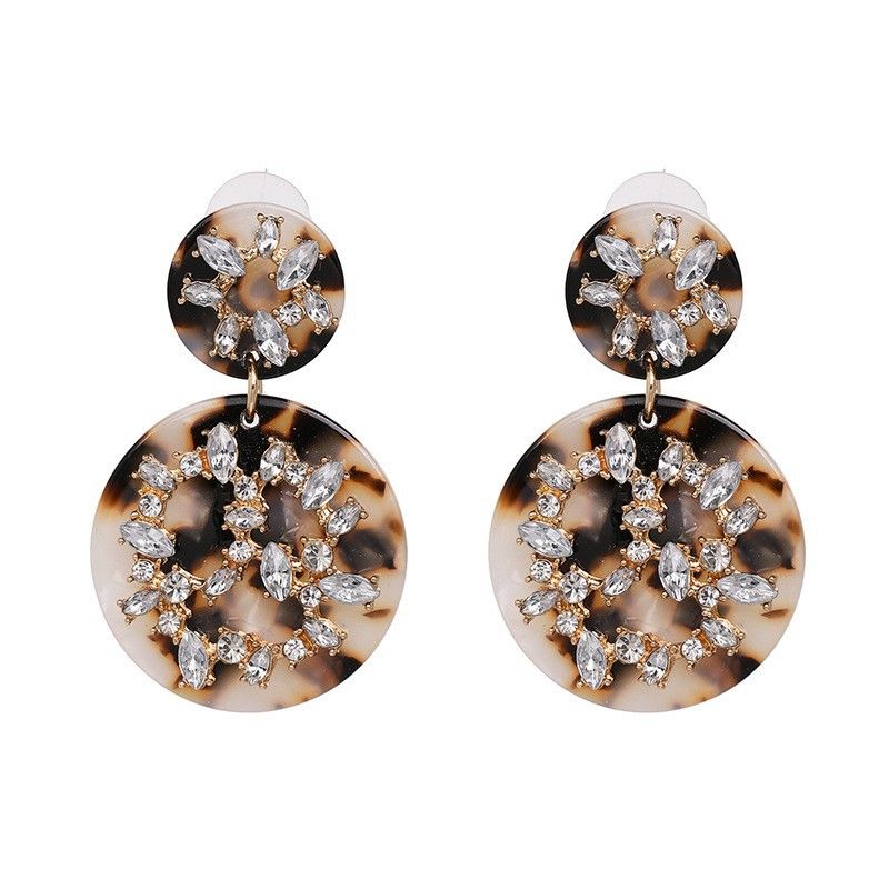 New Round Flower Diamond Pendant Earrings