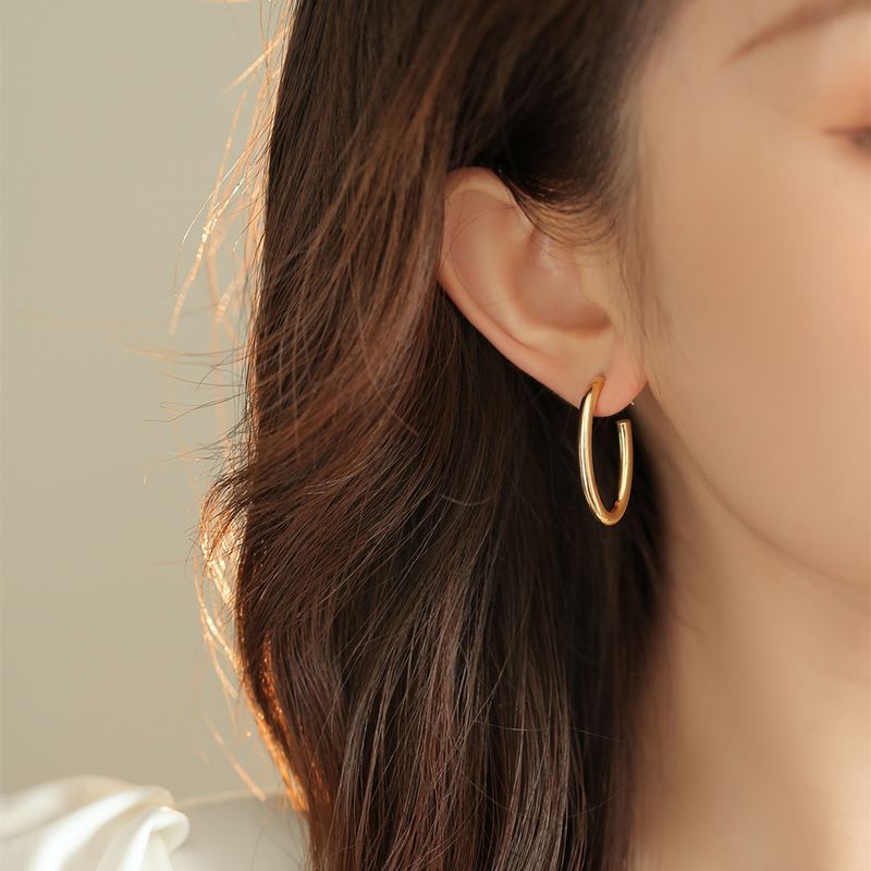 Light Luxury Ins Commuter 925 Silver Pin Earrings 2022 Copper Plated Real Gold New Simple Earrings