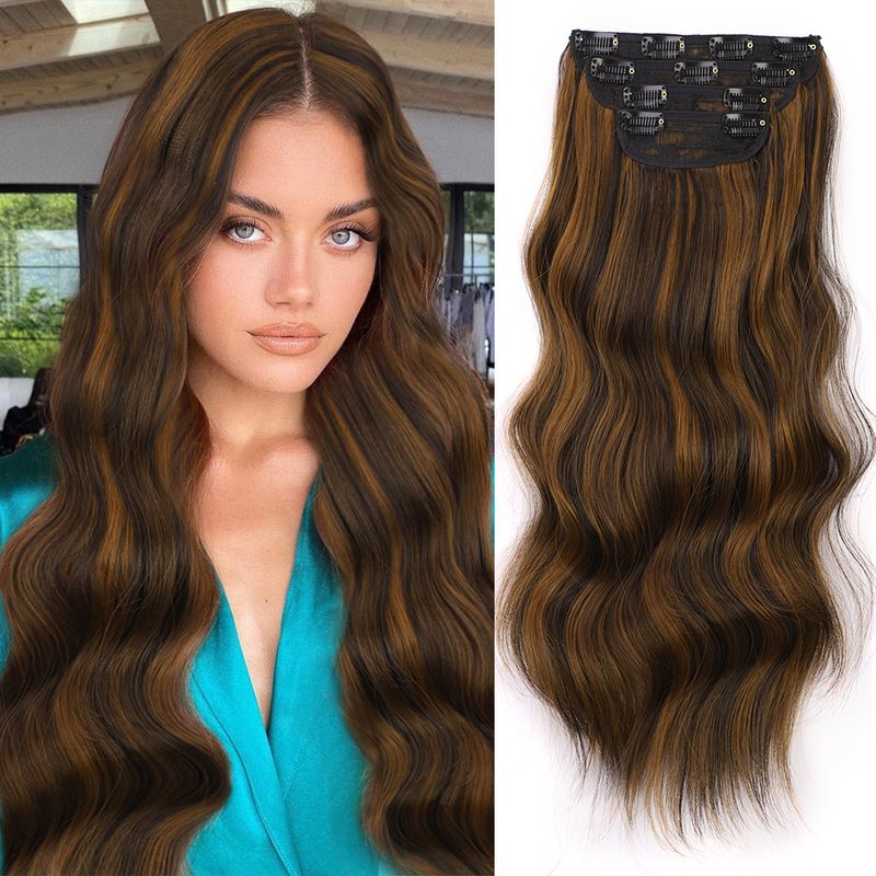 Synthetic Wig Long Curly Wig Female Hair Wig Set Four-piece Set Hairpiece Clip Chemical Fiber Hair Extension