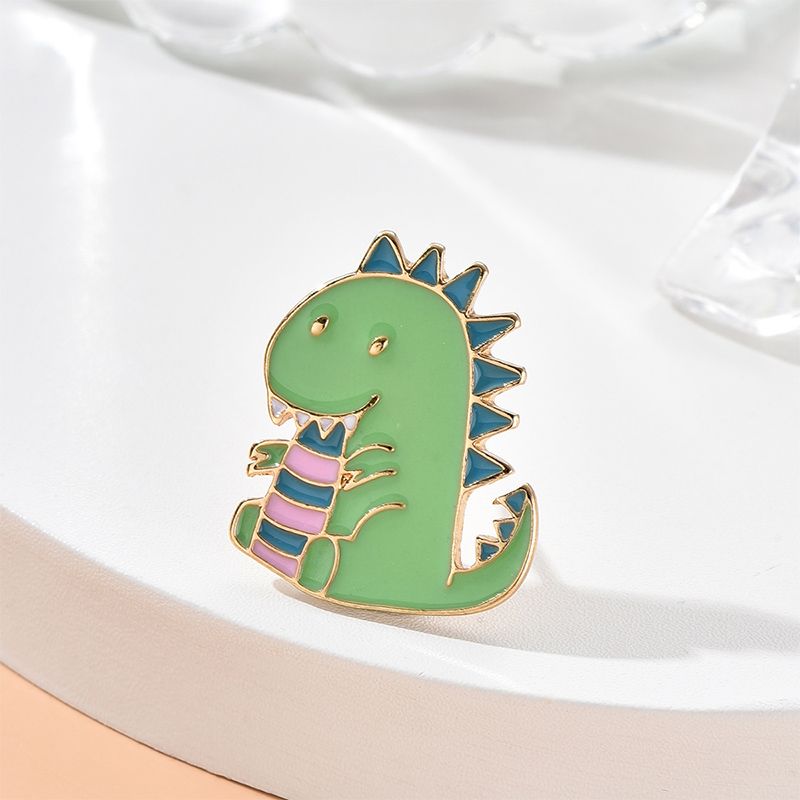 Broche De Aleación De Goteo De Aceite De Pequeño Dinosaurio Pequeño Animal De Dibujos Animados Lindo Verde