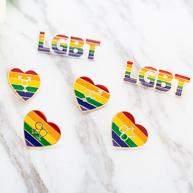 Lgbt Rainbow Love Flag Gay Brooch Spot Coat Clothing Dripping Oil Collar Pin Cartoon Brooch