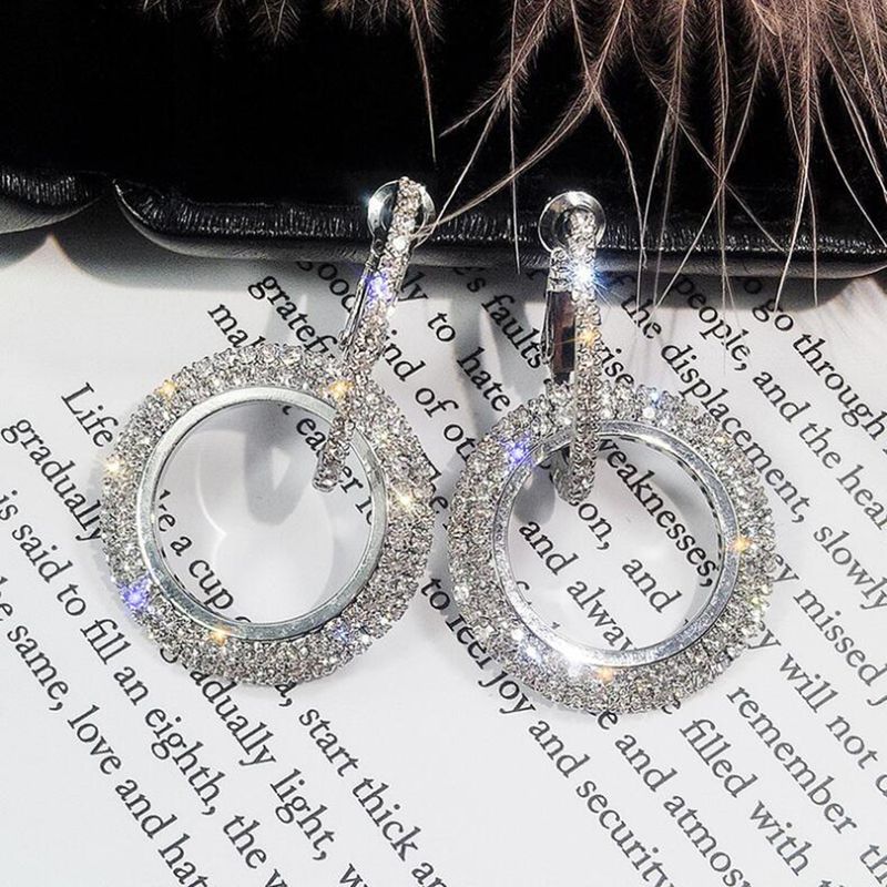 Prinzessin Süß Weihnachten O-Form Überzug Diamant Legierung Künstliche Strasssteine Ohrringe