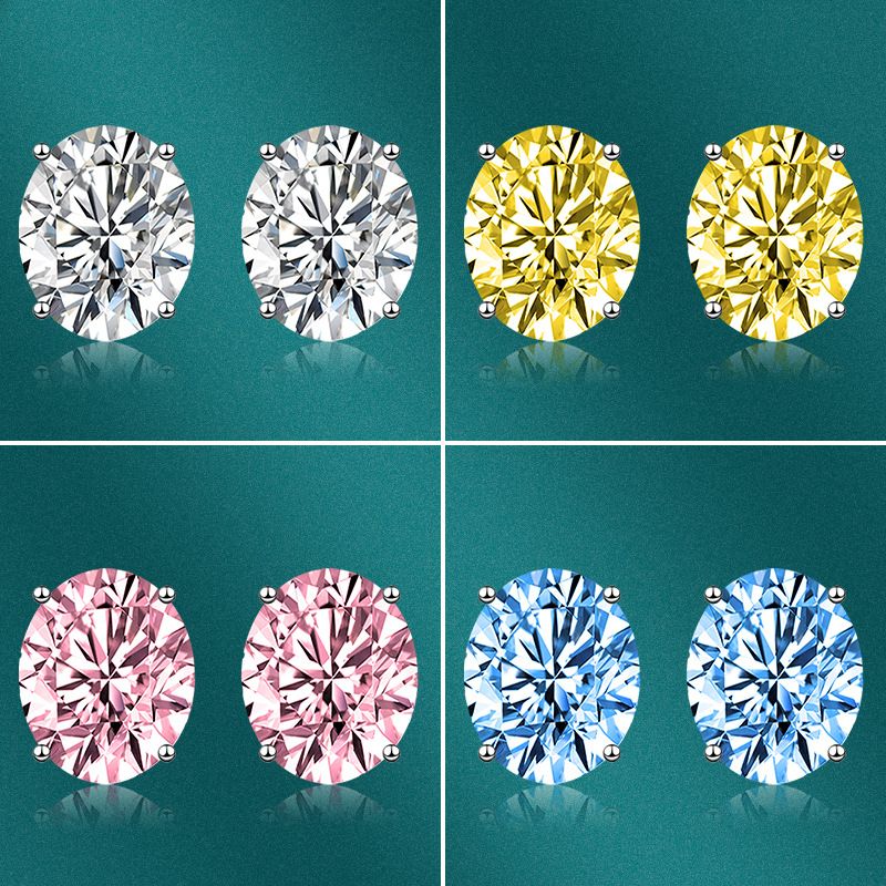 Mode Intarsien Rosa Diamant Kupfer Stud Ohrringe