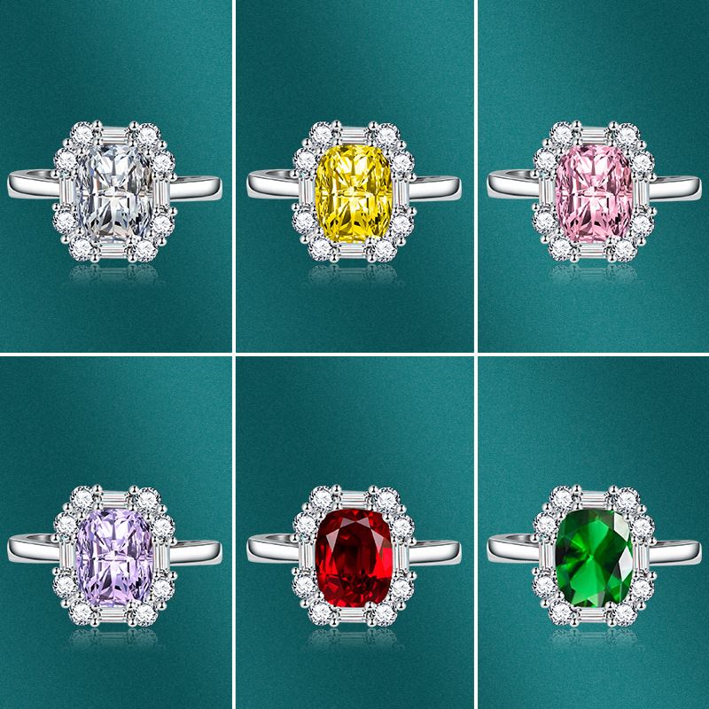 Creative Colorful Square Diamond Copper Adjustable Ring