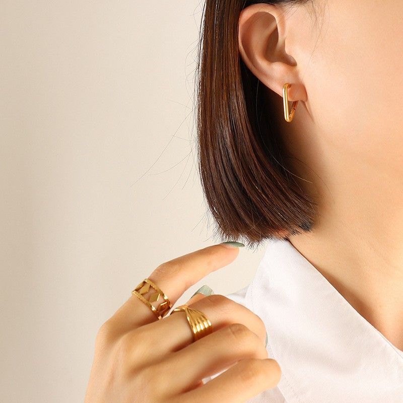 Mode Einfache Armband Titan Stahl Gold-überzogene Ohrringe Weiblichen