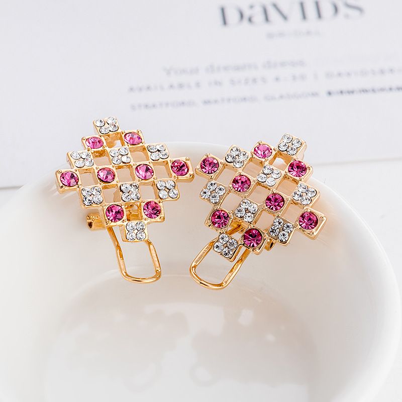 Fashion Style Alloy Gold-plated Colorful Square Crystal Stud Earrings