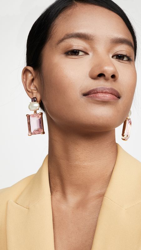 Simple Women Stud Alloy Geometric Gemstone Pendant Earrings