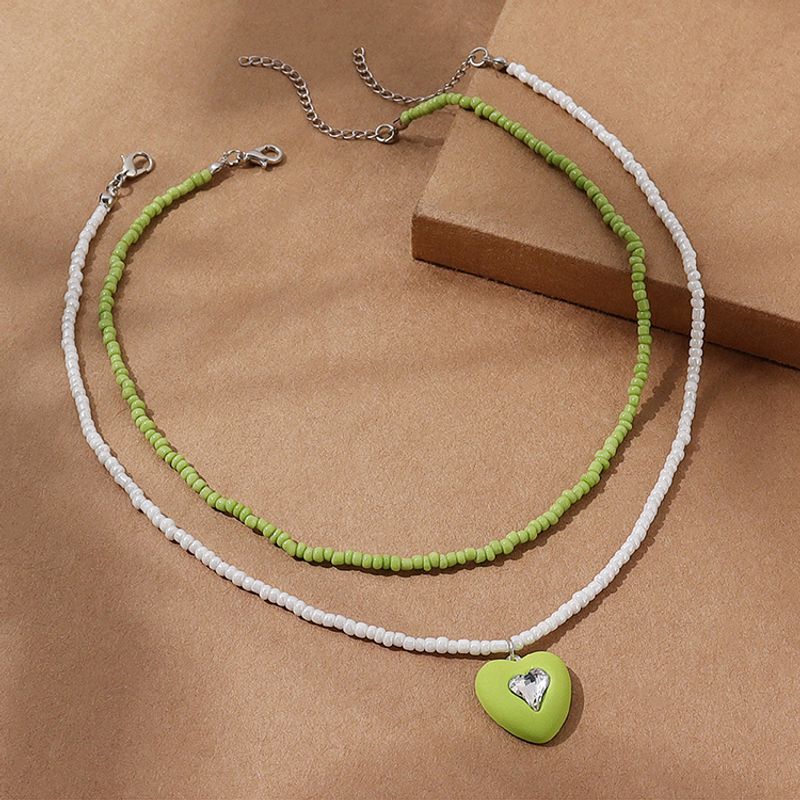 Fashion Fresh Creative Crystal Heart Shaped Bead Necklace Set