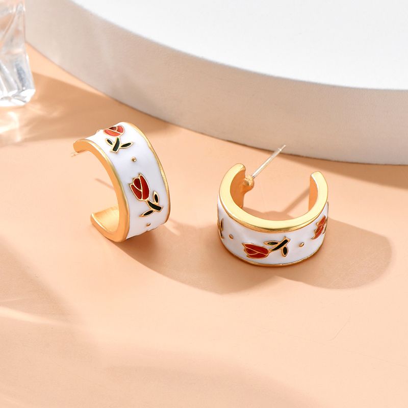 Ins Style Fairy Style Cartoon Style Printing Alloy Stoving Varnish No Inlaid Halloween National Day Christmas Women's Couple Men's Earrings