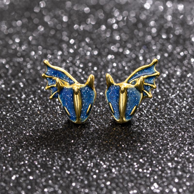 Glam Cartoon Style Cute Animal Dragon Plating Alloy Alloy Ear Studs