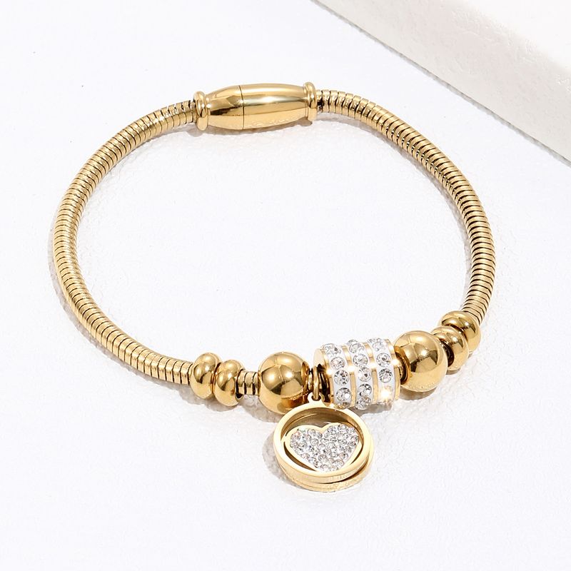 INS Style Novelty Fashion 304 Stainless Steel 14K Gold Plated Artificial Rhinestones Gold Plated In Bulk