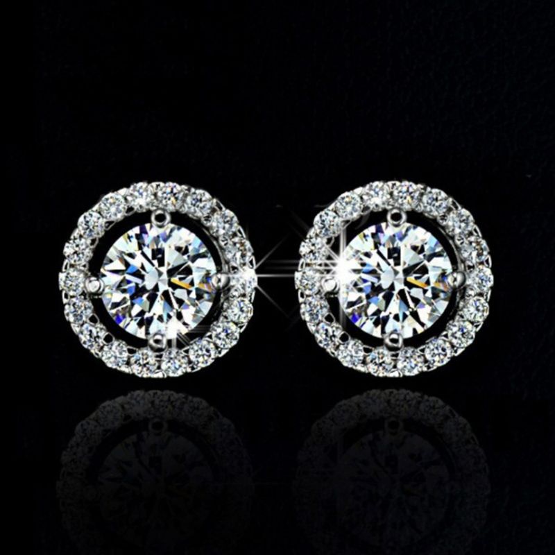 Aretes De Circonita Con Diamantes De Imitación De Adorno De Purpurina Popular De Moda