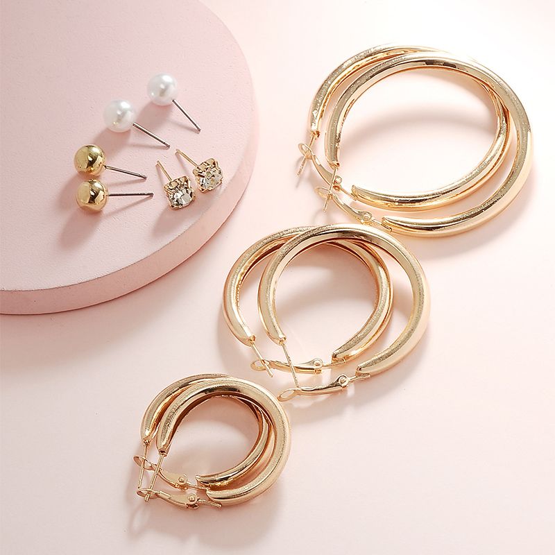 1 Set Cute Round Plating Iron No Inlaid Earrings