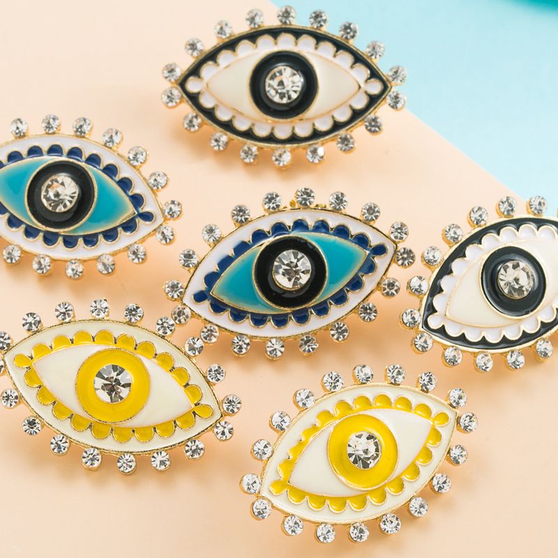 Alloy Diamond Devil's Eye Earrings Colorful Eye Ear Studs Wholesale